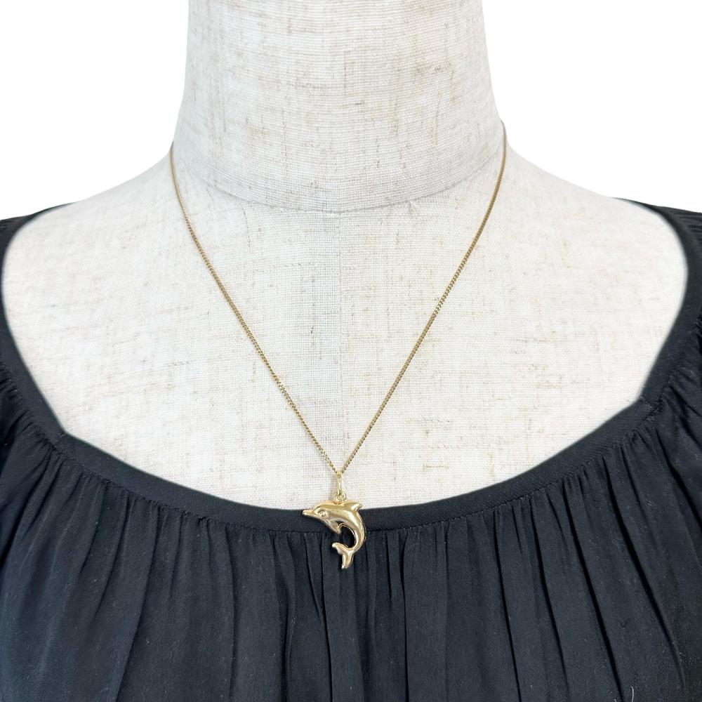 UNOAERRE Dolphin Pendant Top, 14K Gold, 1.3g, Women's [Used