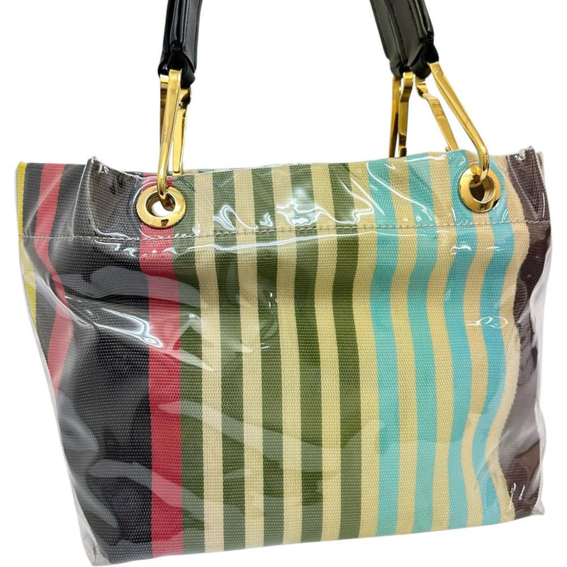 MARNI マルチカラーGLOSSY GRIP ストライプ PVC ハンドバッグ MARNI マルチカラーGLOSSY GRIP ストライプ PVC ハンドバッグ