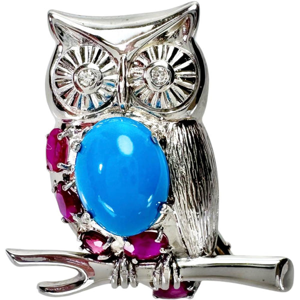 フクロウ トルコ石/ターコイズ 1.23ct ルビー 1.23ct ダイヤモンド 0.04ct ペンダントトップ K18WGホワイトゴールド 18金/K14WGホワイトゴールド 14金 7.1g レディース
【中古】【真子質店】【NN】




【YKI】