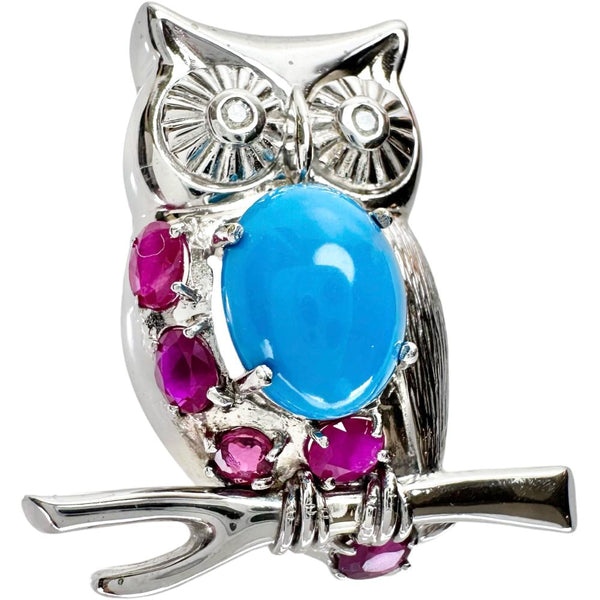 フクロウ トルコ石/ターコイズ 1.23ct ルビー 1.23ct ダイヤモンド 0.04ct ペンダントトップ K18WGホワイトゴールド 18金/K14WGホワイトゴールド 14金 7.1g レディース
【中古】【真子質店】【NN】




【YKI】