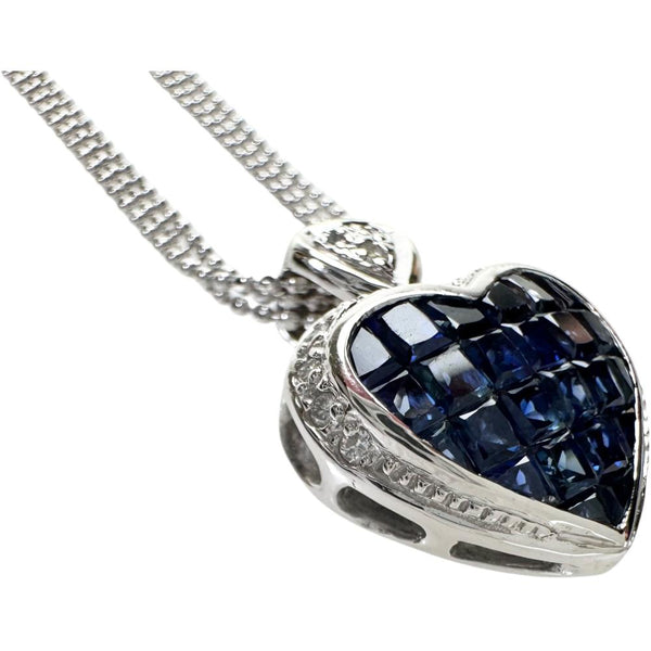 ハート 3連チェーン サファイア（ミステリーセッティング） 2.00ct ダイヤモンド 0.12ct ネックレス K14WGホワイトゴールド 14金 6.8g 40cm レディース
【中古】【真子質店】【NN】




【MoMaS】