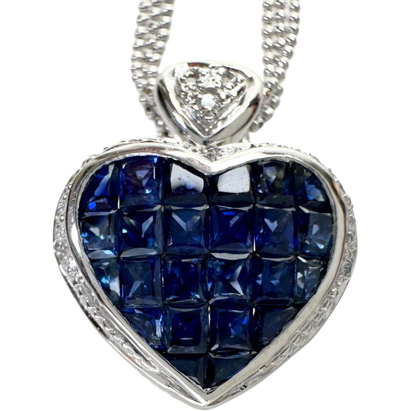 ハート 3連チェーン サファイア（ミステリーセッティング） 2.00ct ダイヤモンド 0.12ct ネックレス K14WGホワイトゴールド 14金 6.8g 40cm レディース
【中古】【真子質店】【NN】




【MoMaS】