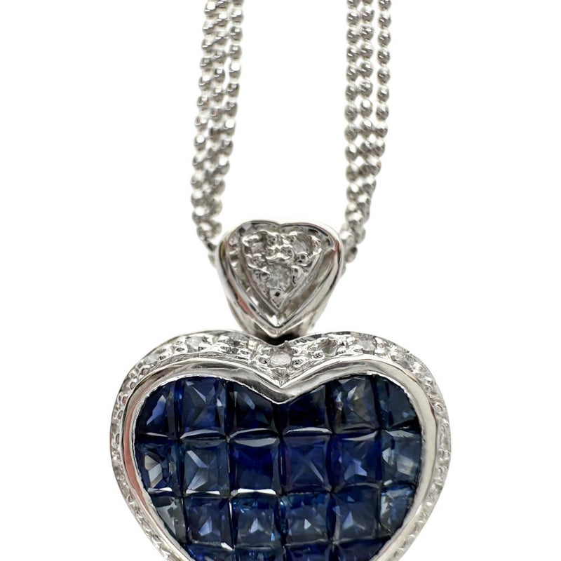 ハート 3連チェーン サファイア（ミステリーセッティング） 2.00ct ダイヤモンド 0.12ct ネックレス K14WGホワイトゴールド 14金 6.8g 40cm レディース
【中古】【真子質店】【NN】




【MoMaS】