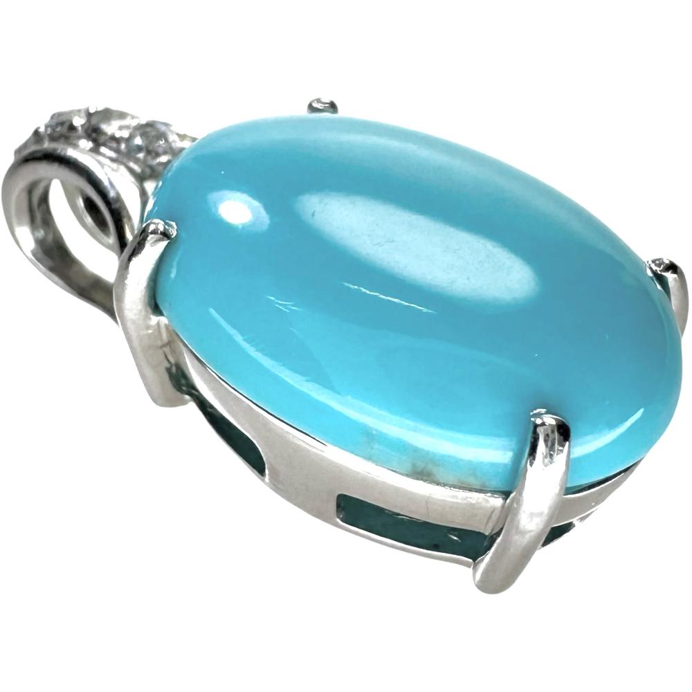 トルコ石　ターコイズ　プラチナ　ダイヤモンド　ペンダント　トップ トルコ石／ターコイズ 9.70ct ダイヤモンド計 0.10ct ペンダント
