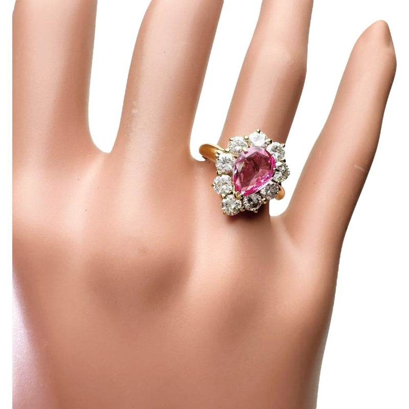 美品❗️P0.325&0.13CT✨k18PGパパラチャサファイアダイヤリング 12号 パパラチアサファイア 1.22ct ダイヤモンド 1.13ct リング