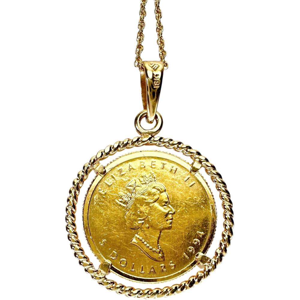エリザベスコイン/メイプル金貨 1/10oz ネックレス K18ゴールド 18金/K24ゴールド 24金（純金） 6.0g 45cm レディ –  真子質店 PawnShopMAKO