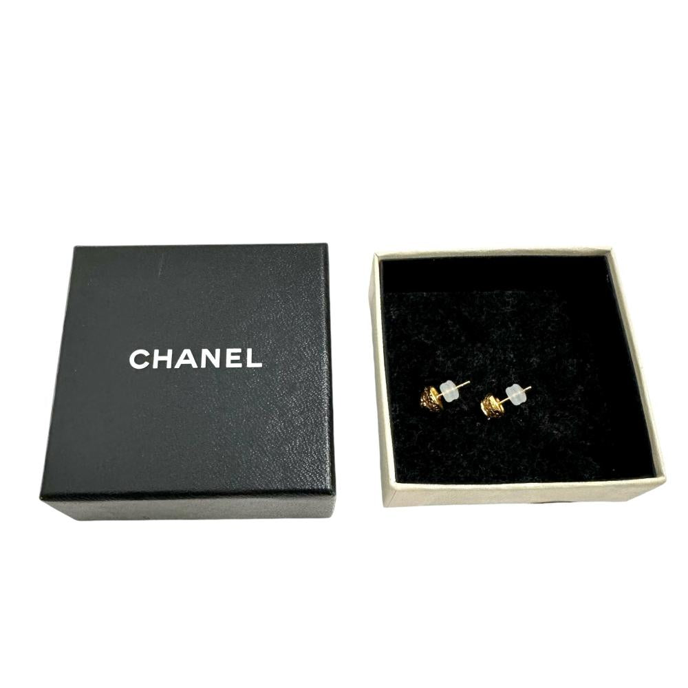 CHANEL/シャネル】 ココマーク ピアス GP/ラインストーン 2.1g 