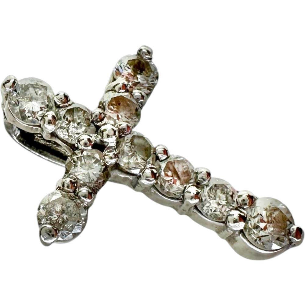 Cross/Crucifix Diamond 0.50ct Pendant Top in Pt900 Platinum, 1.4g