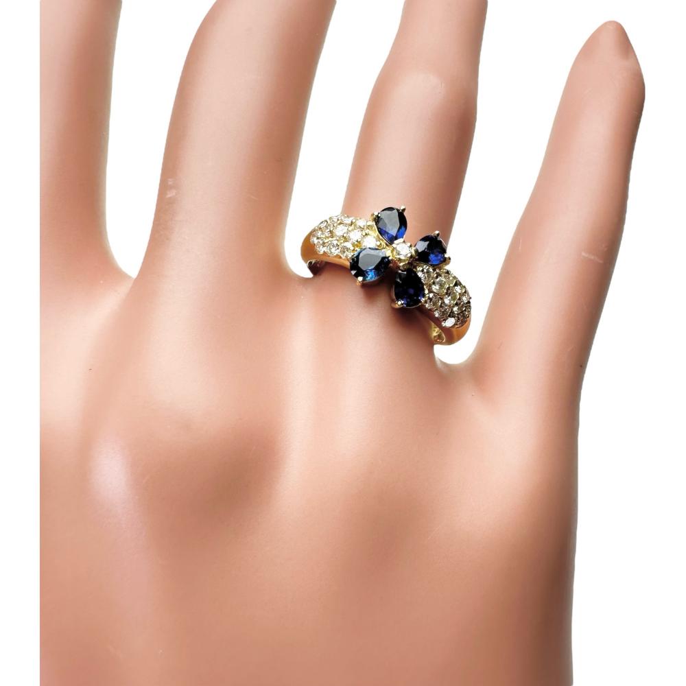 12.5号 フラワーモチーフ/花 サファイア 0.76ct ダイヤモンド 0.45ct 
