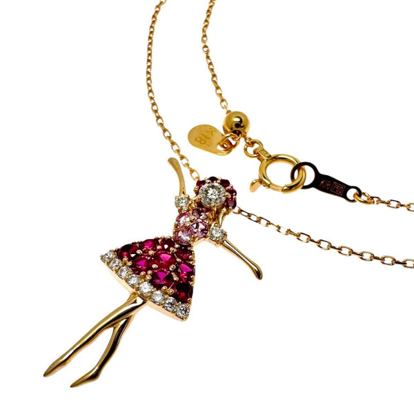 踊り子 ダイヤモンド 計0.15ct ルビー 計0.28ct ピンク