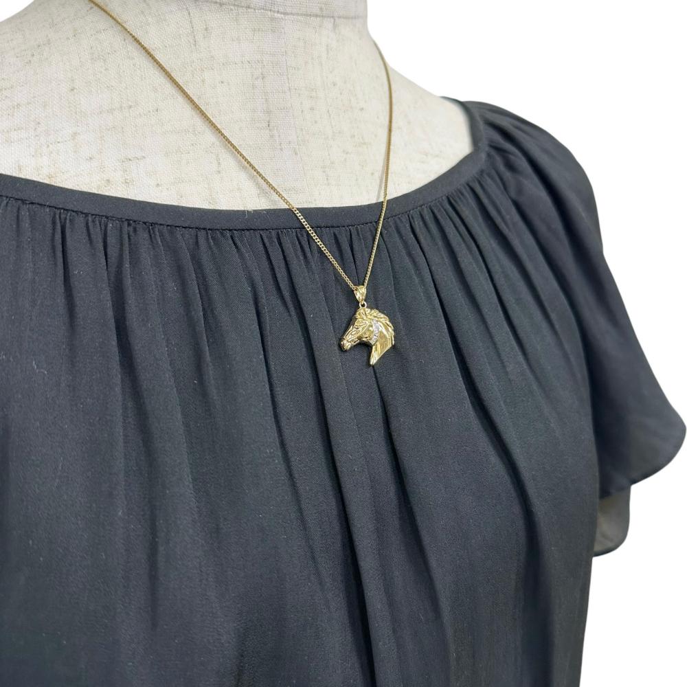 Y082203) K18 Pt900 ネックレストップ ルビー 馬 18金 アクセサリー