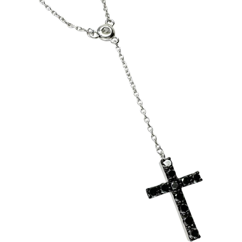 クロス ブラックダイヤモンド/ダイヤモンド 計0.45ct ネックレス K18WG
