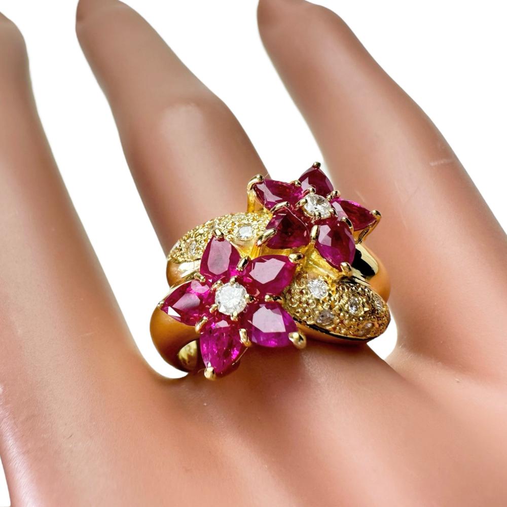 12号 フラワー ルビー 計1.95ct ダイヤモンド 計0.25ct リング・指輪