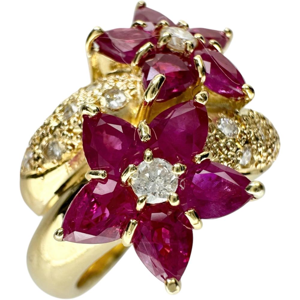 12号 フラワー ルビー 計1.95ct ダイヤモンド 計0.25ct リング・指輪 