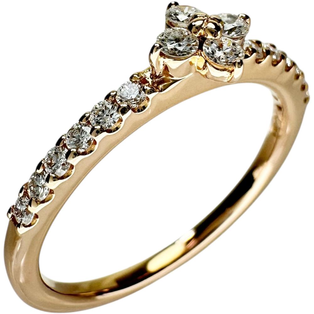 11号 フラワーデザイン/花 ダイヤモンド 0.22ct リング・指輪 K18PG