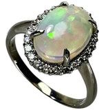★★最終特価品 11.5号 オパール 1.23ct ダイヤモンド 0.22ct リング・指輪 Pt900プラチナ 4.6g レディース 【中古】【真子質店】【NN】 【MiTMo】