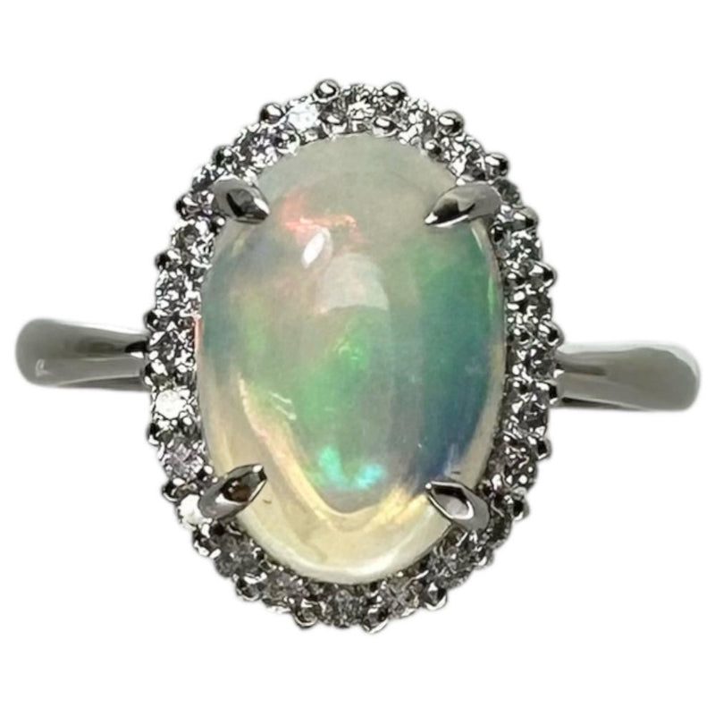 ★★最終特価品 11.5号 オパール 1.23ct ダイヤモンド 0.22ct リング・指輪 Pt900プラチナ 4.6g レディース 【中古】【真子質店】【NN】 【MiTMo】