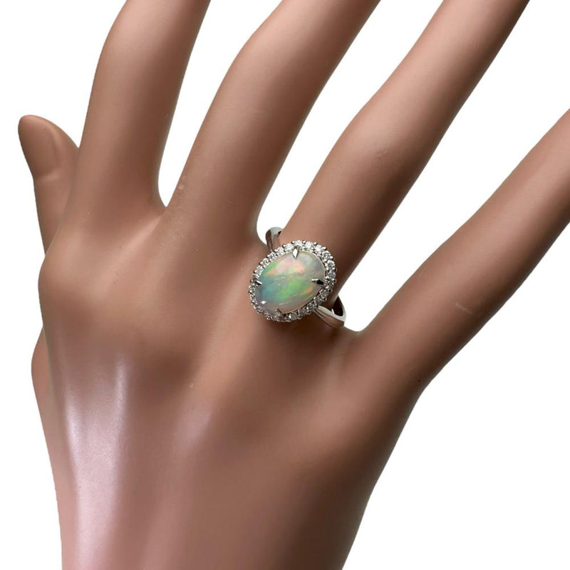 ★★最終特価品 11.5号 オパール 1.23ct ダイヤモンド 0.22ct リング・指輪 Pt900プラチナ 4.6g レディース 【中古】【真子質店】【NN】 【MiTMo】