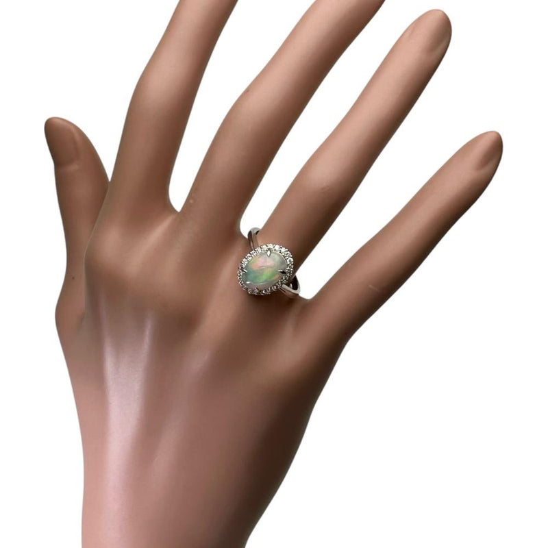 ★★最終特価品 11.5号 オパール 1.23ct ダイヤモンド 0.22ct リング・指輪 Pt900プラチナ 4.6g レディース 【中古】【真子質店】【NN】 【MiTMo】