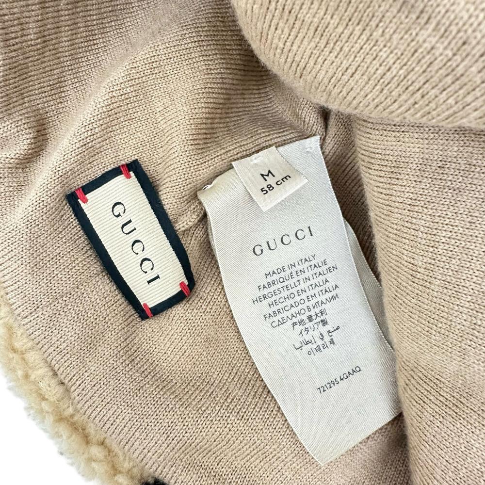 GUCCI/グッチ】 ボアニット帽 ジャンボGG 721295 ニットキャップ