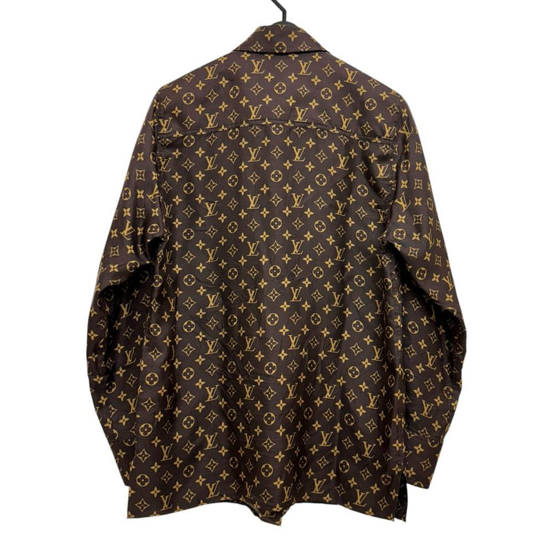 【LOUIS VUITTON/ルイ・ヴィトン】 RW202B ZEW FJTO55 モノグラム 長袖シャツ シルク100％ ブラウンシルク レディース【中古】【真子質店】【GD】 【MoMox】