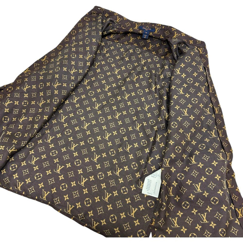 【LOUIS VUITTON/ルイ・ヴィトン】 RW202B ZEW FJTO55 モノグラム 長袖シャツ シルク100％ ブラウンシルク レディース【中古】【真子質店】【GD】 【MoMox】