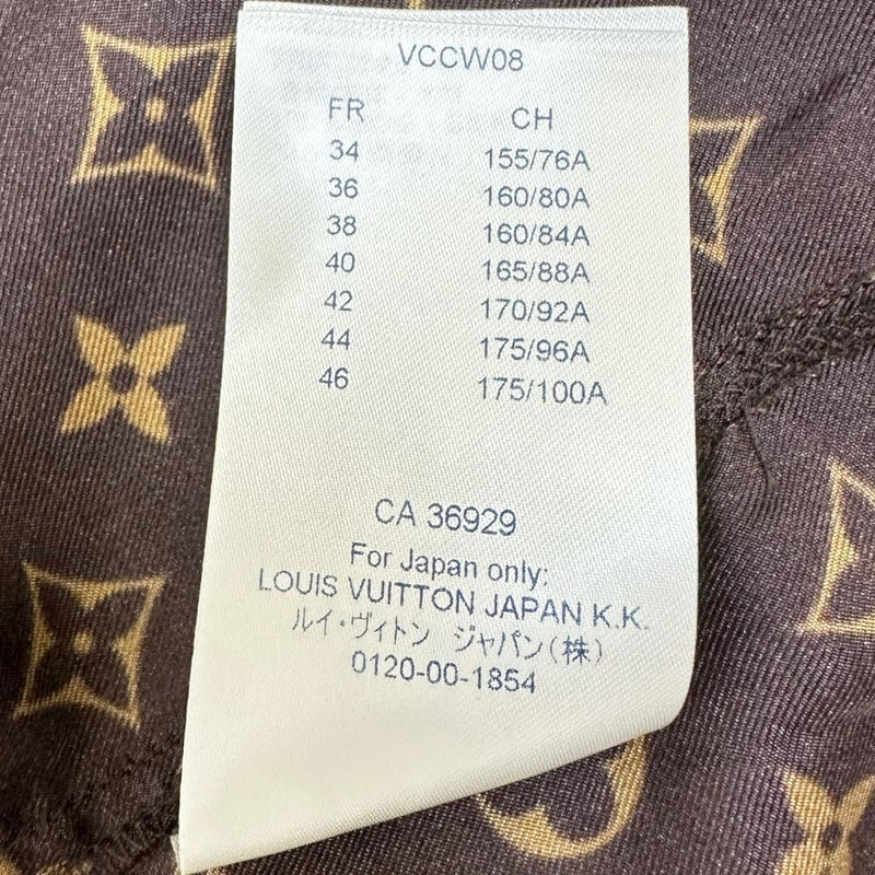 【LOUIS VUITTON/ルイ・ヴィトン】 RW202B ZEW FJTO55 モノグラム 長袖シャツ シルク100％ ブラウンシルク レディース【中古】【真子質店】【GD】 【MoMox】