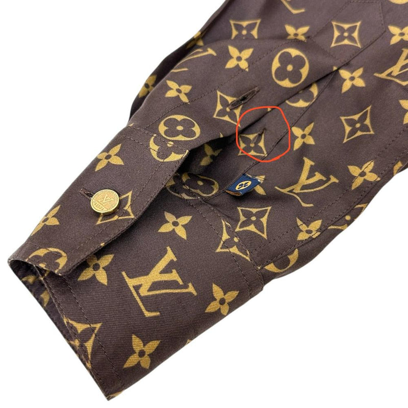【LOUIS VUITTON/ルイ・ヴィトン】 RW202B ZEW FJTO55 モノグラム 長袖シャツ シルク100％ ブラウンシルク レディース【中古】【真子質店】【GD】 【MoMox】