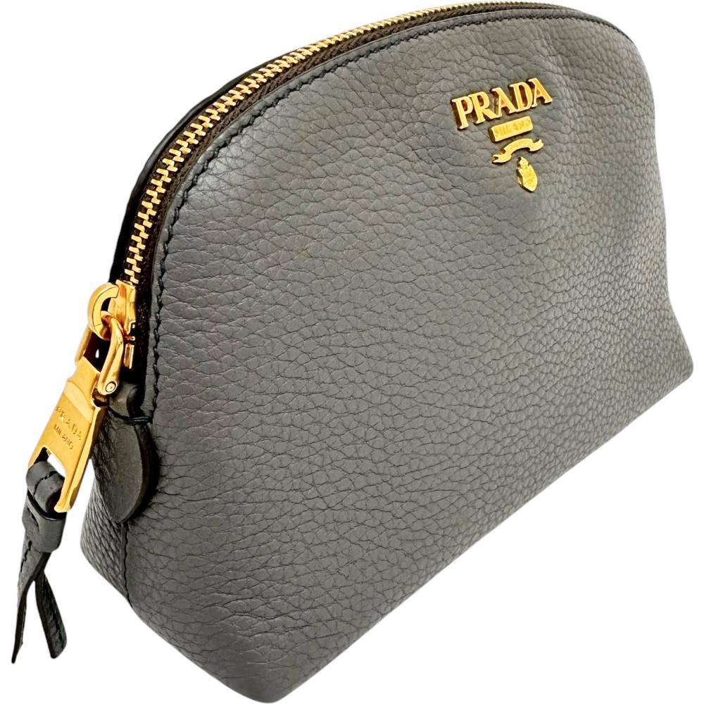 PRADA/プラダ】 1ND005 コスメポーチ ポーチ レザー グレー レディース