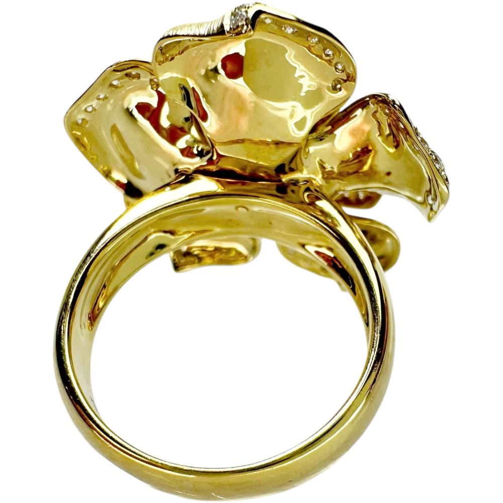 13号 フラワー/花 アコヤ真珠 ダイヤモンド 0.48ct リング・指輪 K18 