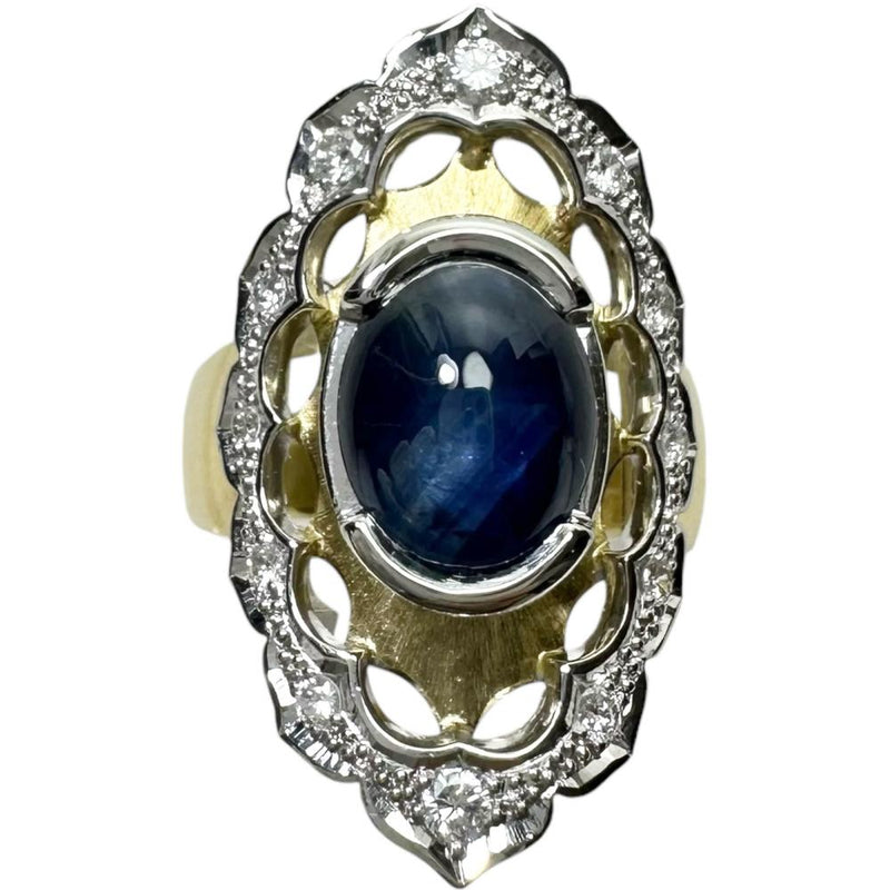 12号 ブルーサファイア（カボション） 3.54ct ダイヤモンド 0.25ct リング・指輪 K18ゴールド 18金/Pt900プラチナ 19.6g レディース
【中古】【真子質店】【NN】




【IMiMiI】