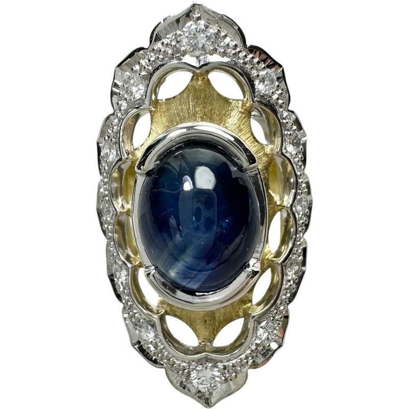 12号 ブルーサファイア（カボション） 3.54ct ダイヤモンド 0.25ct リング・指輪 K18ゴールド 18金/Pt900プラチナ 19.6g レディース
【中古】【真子質店】【NN】




【IMiMiI】