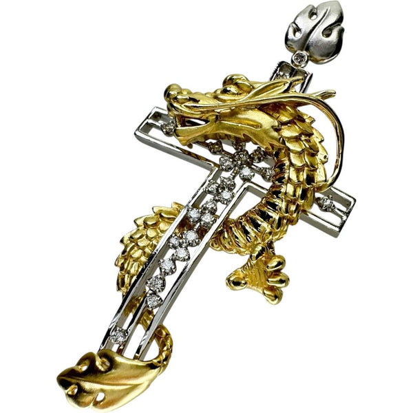 本格派ま！ 楽天市場】【中古】 ペンダント 龍彫 計0.36ct