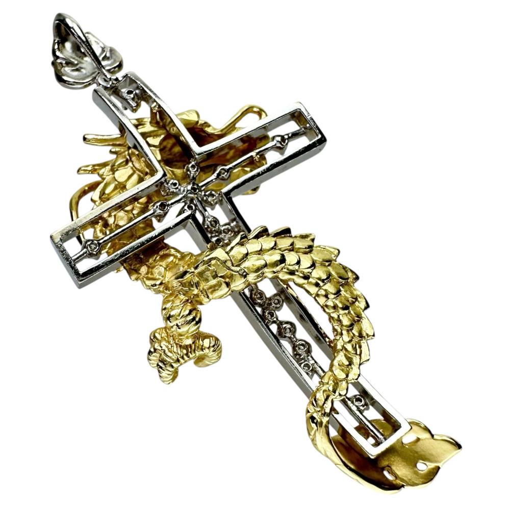 SJX K18YG 鼻高々 イエローゴールド クロス ダイヤ ペンダントトップ  