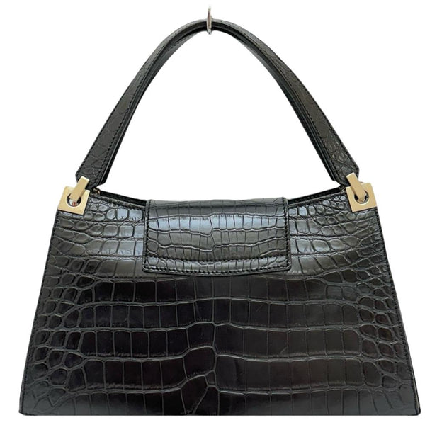 専用品MAURO GOVERNA BLACK マットクロコダイル ハンドバッグ MAURO GOVERNA/マウロゴヴェルナ 】 ハンドバッグ レザー/マットクロコ