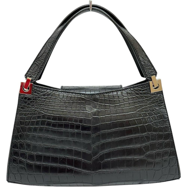 【MAURO GOVERNA/マウロゴヴェルナ 】 ハンドバッグ レザー/マットクロコ 黒革/シルバー金具 レディース【中古】【真子質店】【BL】




【IMix】