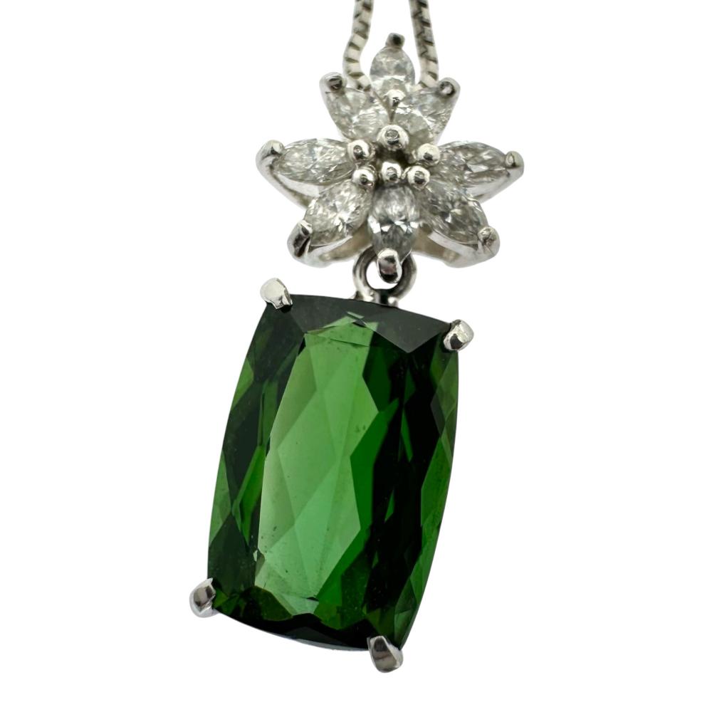 グリーントルマリン 3.26ct ダイヤモンド 計0.34ct ネックレス Pt900