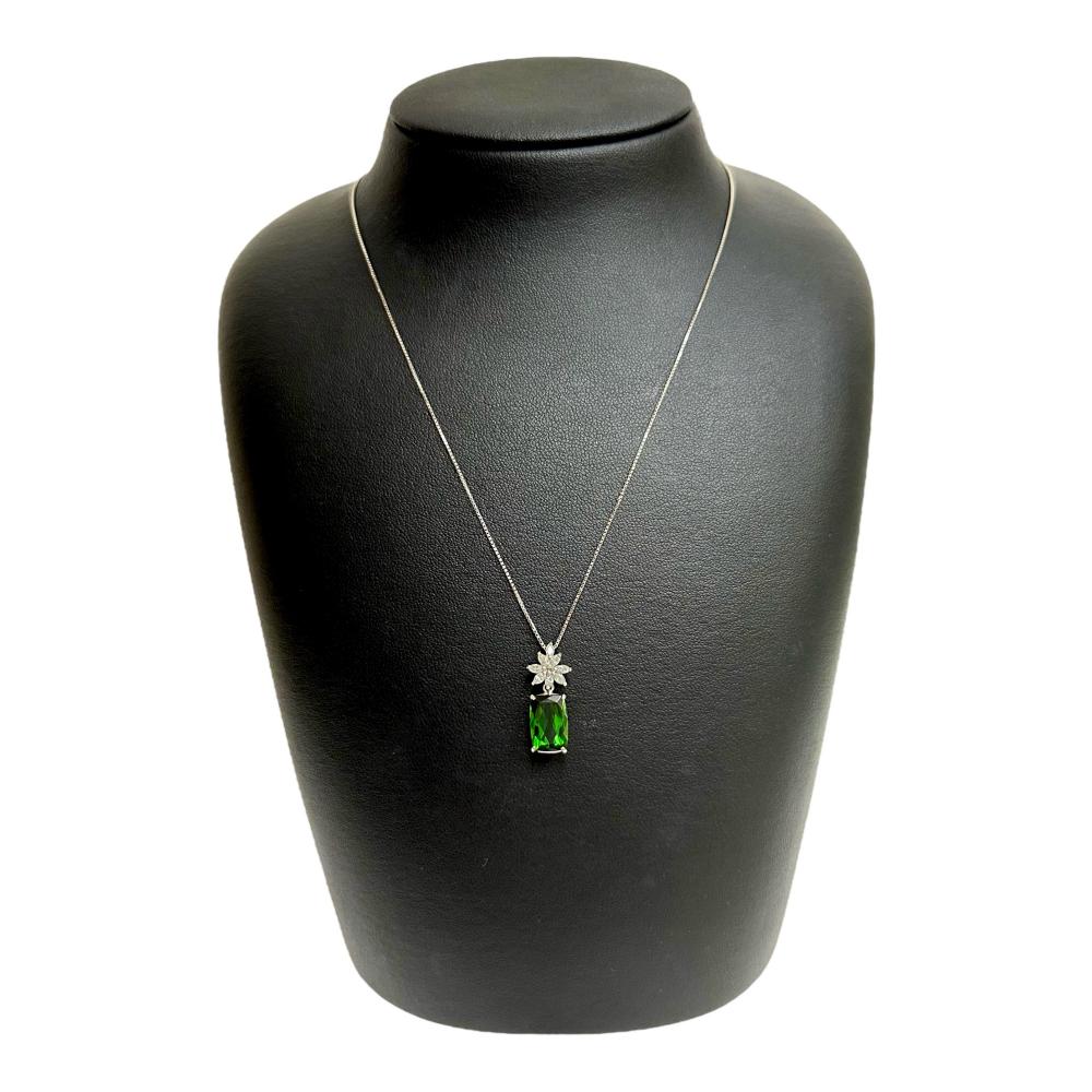グリーントルマリン 3.26ct ダイヤモンド 計0.34ct ネックレス Pt900