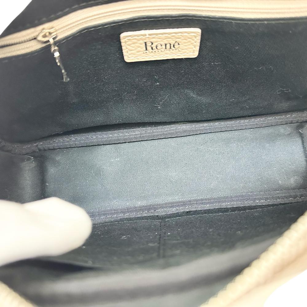 Rene/ルネ】アリア S ハンドバッグ レザー ベージュ/シルバー金具