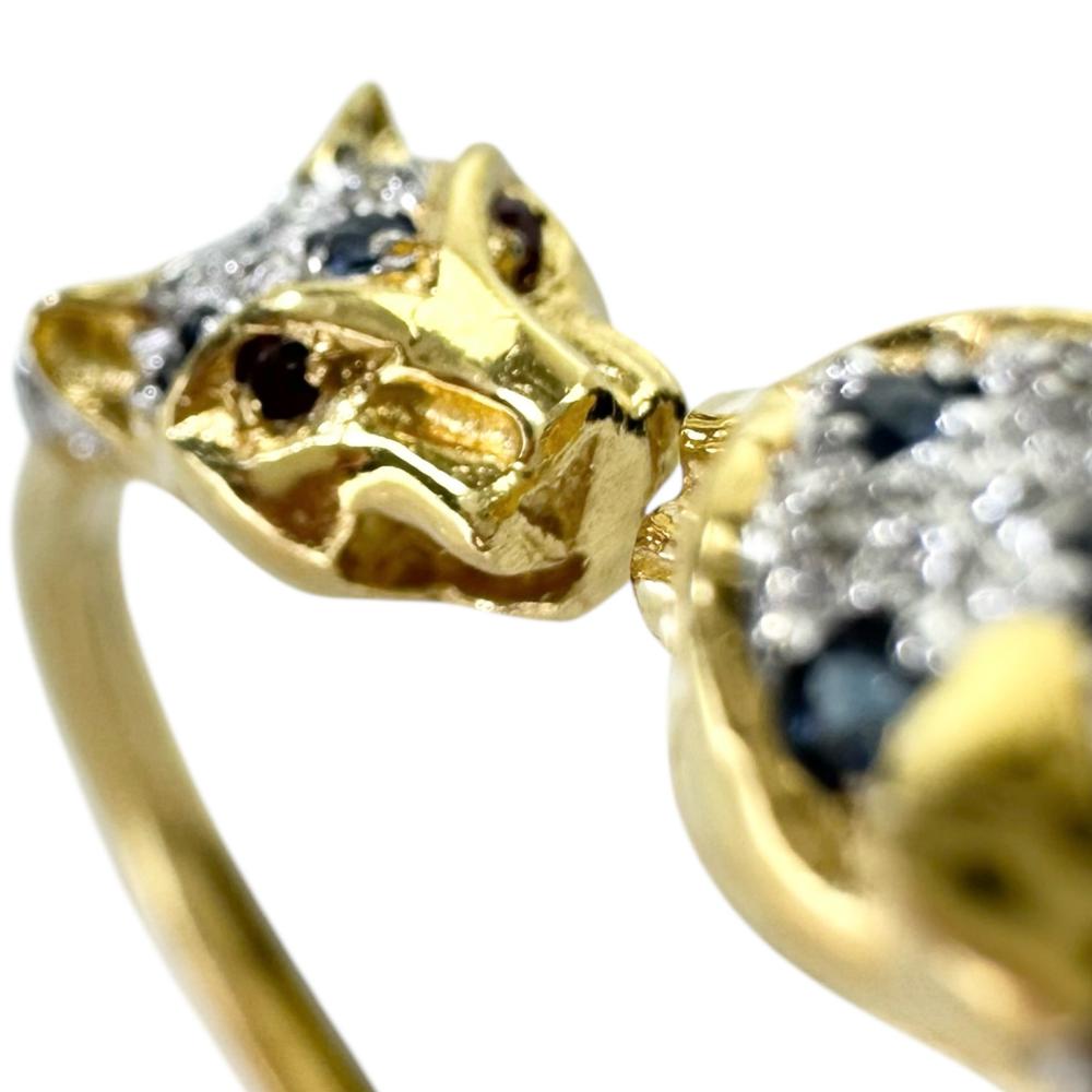 バングル 双頭 豹/パンサーデザイン サファイア 0.57ct