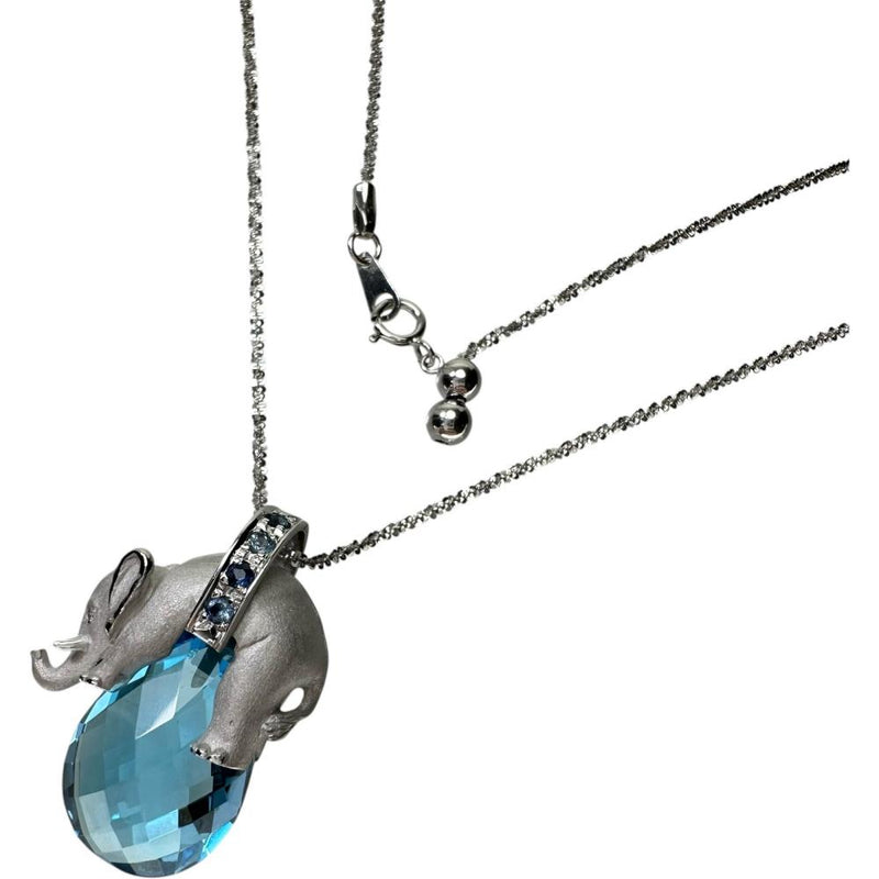 象モチーフ ブルートパーズ 推定15～20ct ダイヤモンド 0.02ct 小さいブルートパーズ 0.16ct ネックレス K18ゴールド 18金/K18WGホワイトゴールド 18金 12.8g 46cm レディース
【中古】【真子質店】【NN】




【IIMoMo】
