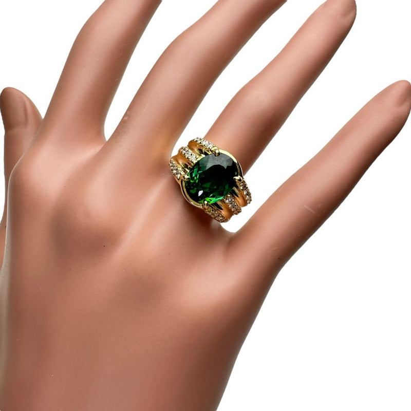 11.5号 グリーントルマリン 4.95ct ダイヤモンド 0.43ct リング