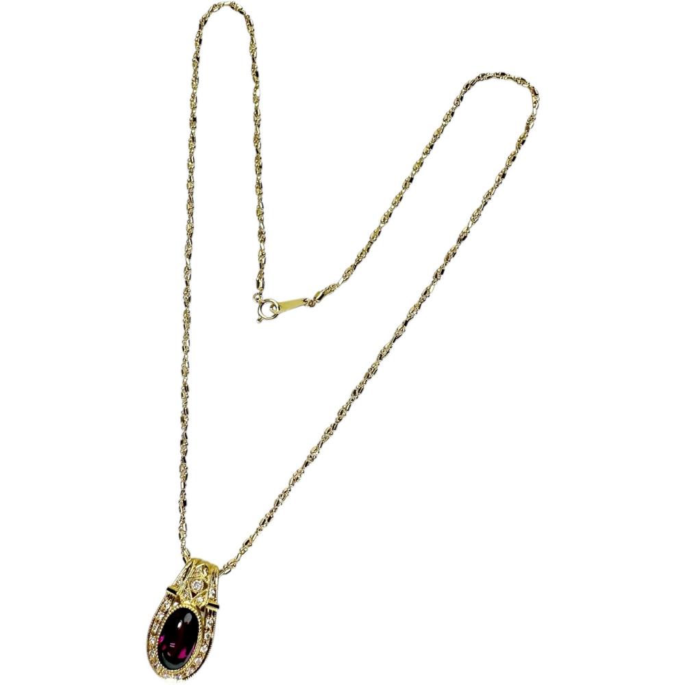 ロードライトガーネット（カボションカット） 3.53ct ダイヤモンド