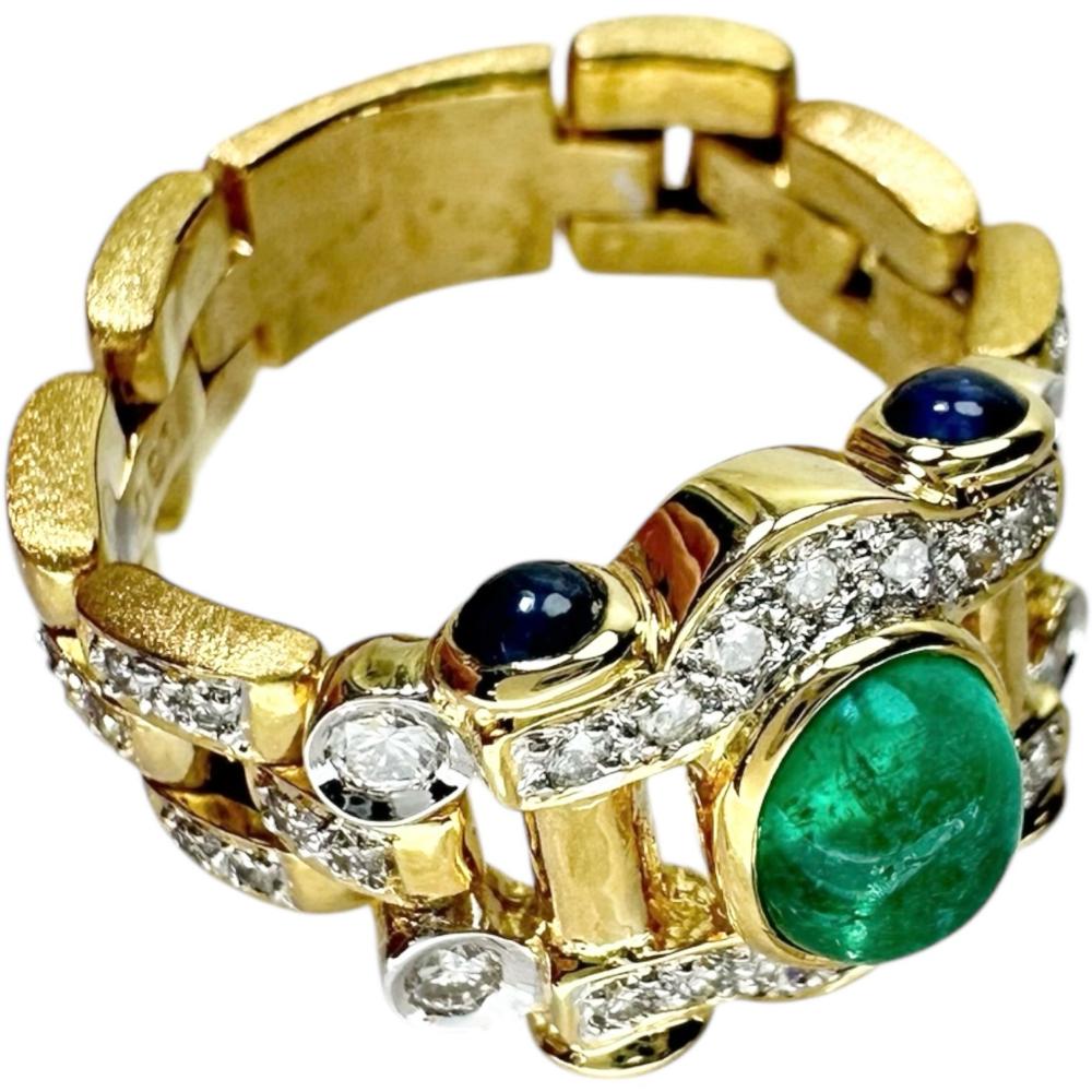 14号 チェーンリング エメラルド（カボション） 0.91ct