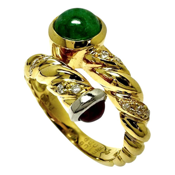 11号【DESIGNER JEWELRY/作家ジュエリー】 角江千代治/Chiyoji Sumiye カボションエメラルド 1.06ct ルビー 0.39ct ダイヤモンド 計0.10ct リング・指輪 K18ゴールド 18金/Pt900プラチナ 7.4g レディース
【中古】【真子質店】【NN】




【KTx】