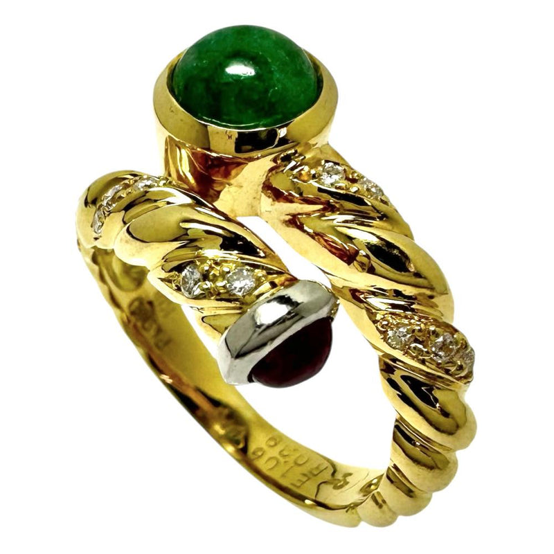 11号【DESIGNER JEWELRY/作家ジュエリー】 角江千代治/Chiyoji Sumiye カボションエメラルド 1.06ct ルビー 0.39ct ダイヤモンド 計0.10ct リング・指輪 K18ゴールド 18金/Pt900プラチナ 7.4g レディース
【中古】【真子質店】【NN】




【KTx】