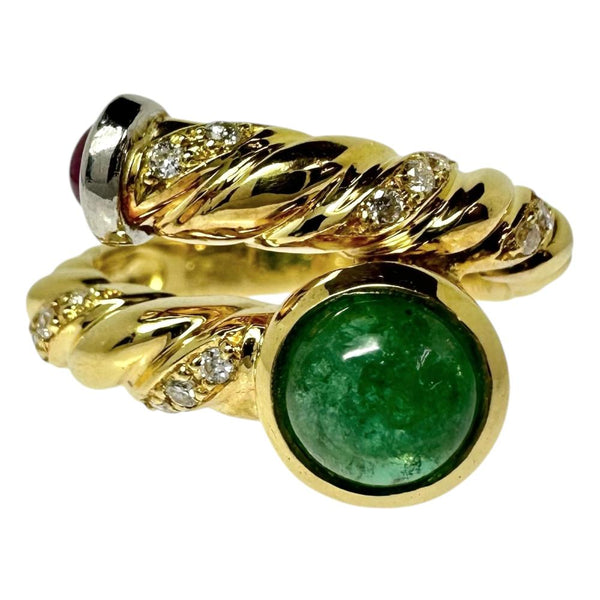 11号【DESIGNER JEWELRY/作家ジュエリー】 角江千代治/Chiyoji Sumiye カボションエメラルド 1.06ct ルビー 0.39ct ダイヤモンド 計0.10ct リング・指輪 K18ゴールド 18金/Pt900プラチナ 7.4g レディース
【中古】【真子質店】【NN】




【KTx】