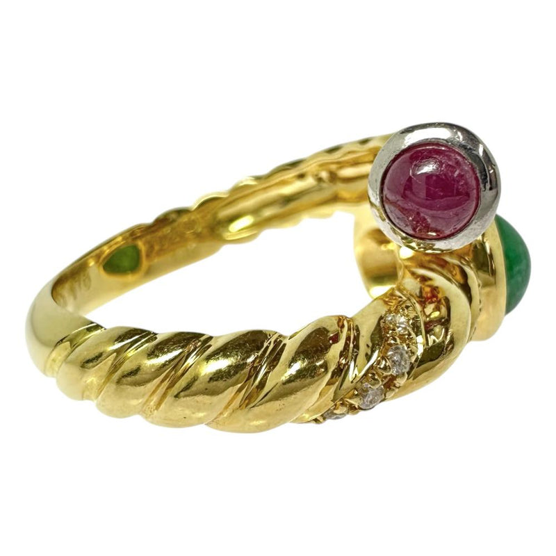 11号【DESIGNER JEWELRY/作家ジュエリー】 角江千代治/Chiyoji Sumiye カボションエメラルド 1.06ct ルビー 0.39ct ダイヤモンド 計0.10ct リング・指輪 K18ゴールド 18金/Pt900プラチナ 7.4g レディース
【中古】【真子質店】【NN】




【KTx】
