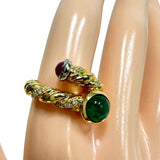 11号【DESIGNER JEWELRY/作家ジュエリー】 角江千代治/Chiyoji Sumiye カボションエメラルド 1.06ct ルビー 0.39ct ダイヤモンド 計0.10ct リング・指輪 K18ゴールド 18金/Pt900プラチナ 7.4g レディース
【中古】【真子質店】【NN】




【KTx】