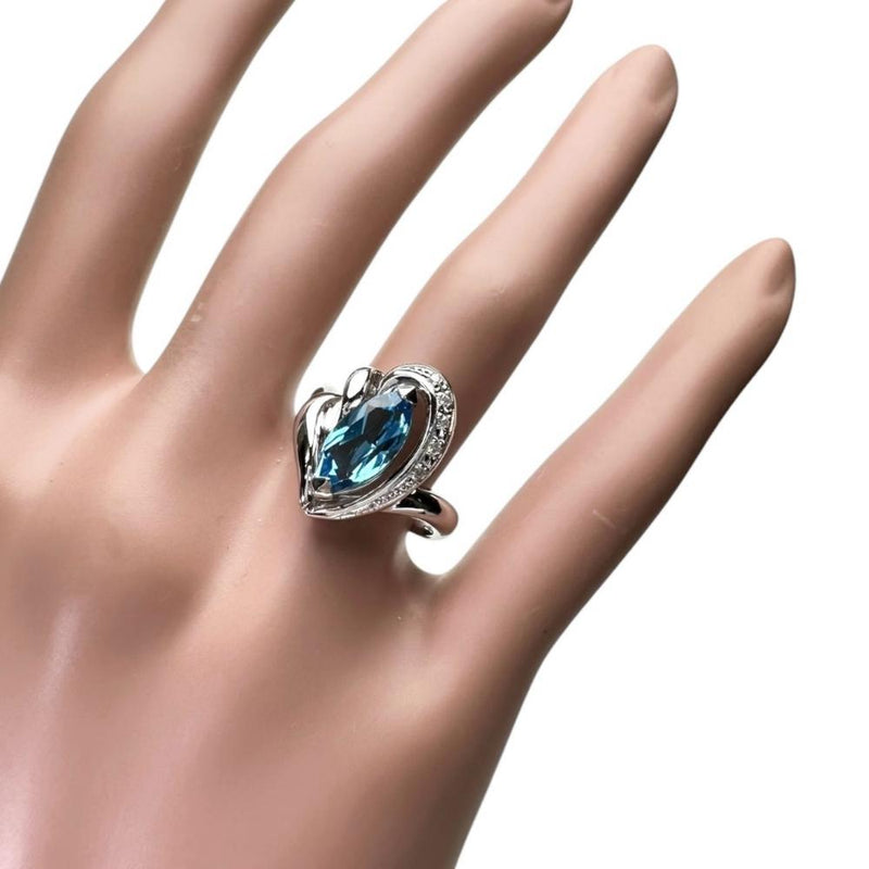 12.5号 ブルートパーズ 2.17ct ダイヤモンド 0.04ct リング・指輪  